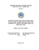 Tóm tắt Khóa luận tốt nghiệp khoa Thư viện - Thông tin: Bước đầu đánh giá chất lượng tóm tắt tài liệu tại một số thư viện viện nghiên cứu thuộc Viện Khoa học Xã hội Việt Nam