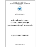 Luận văn Thạc sĩ Kinh tế: Giải pháp hoàn thiện văn hóa doanh nghiệp tại Công ty Điện lực Ninh Thuận