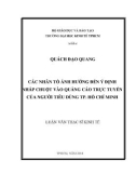 Luận văn Thạc sĩ Kinh tế: Các nhân tố ảnh hưởng đến ý định nhấp chuột vào quảng cáo trực tuyến của người tiêu dùng Tp. Hồ Chí Minh