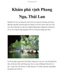 Khám phá vịnh Phang Nga, Thái Lan