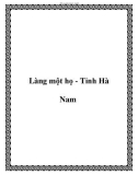 Làng một họ - Tỉnh Hà Nam