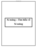 Xi măng – Tìm hiểu về Xi măng