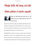 Nhận biết để ứng xử khi đàm phán ở nước ngoài