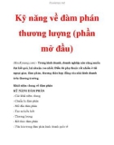 Kỹ năng về đàm phán thương lượng (phần mở đầu)