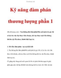 Kỹ năng đàm phán thương lượng phần 1