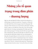 Những yếu tố quan trọng trong đàm phán - thương lượng