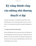 Kỹ năng thành công của những nhà thương thuyết vĩ đại