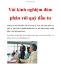 Vài kinh nghiệm đàm phán với quỹ đầu tư