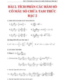 TÍCH PHÂN CÁC HÀM SỐ CÓ MẪU SỐ CHỨA TAM THỨC BẬC 2