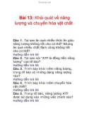 Bài 13: Khái quát về năng lượng và chuyển hóa vật chất