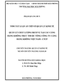 Tóm tắt Luận án Tiến sĩ Quản lý kinh tế: Quản lý chất lượng dịch vụ tại các Cảng hàng không trực thuộc Tổng công ty Cảng hàng không Việt Nam - CTCP