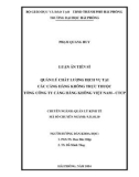 Luận án Tiến sĩ Quản lý kinh tế: Quản lý chất lượng dịch vụ tại các Cảng hàng không trực thuộc Tổng công ty Cảng hàng không Việt Nam - CTCP