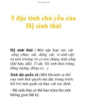 5 đặc tính chủ yếu của Hệ sinh thái