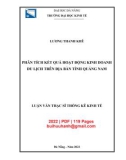 Luận văn Thạc sĩ Thống kê kinh tế: Phân tích kết quả hoạt động kinh doanh du lịch trên địa bàn tỉnh Quảng Nam