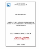 Luận văn Thạc sĩ Thống kê kinh tế: Nghiên cứu hiệu quả hoạt động kinh doanh của các doanh nghiệp nhỏ và vừa trên địa bàn tỉnh Quảng Ngãi