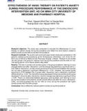 Hiệu quả của liệu pháp âm nhạc đối với lo lắng của người bệnh trong thời gian thực hiện thủ thuật tại Đơn vị Can thiệp nội mạch, Bệnh viện Đại học Y Dược thành phố Hồ Chí Minh