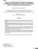 Kết quả điều trị chảy máu trong mổ lấy thai bằng thắt động mạch tử cung tại Bệnh viện Phụ sản Trung ương