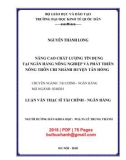 Luận văn Thạc sĩ Tài chính ngân hàng: Nâng cao chất lượng tín dụng tại Ngân hàng Nông nghiệp và Phát triển nông thôn chi nhánh huyện Tân Hồng