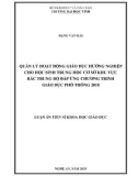Tóm tắt Luận án Tiến sĩ Khoa học giáo dục: Quản lý hoạt động giáo dục hướng nghiệp cho học sinh trung học cơ sở khu vực Bắc Trung Bộ đáp ứng chương trình giáo dục phổ thông 2018