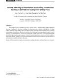 Nghiên cứu các nhân tố ảnh hưởng đến công bố thông tin kế toán môi trường tại các doanh nghiệp thủy điện Việt Nam