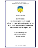 Luận văn Thạc sĩ Kế toán: Hoàn thiện hệ thống kiểm soát nội bộ tại Công ty TNHH Một thành viên Xổ số Kiến thiết thành phố Hồ Chí Minh theo hướng quản trị rủi ro