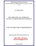 Luận văn Thạc sĩ Quản trị kinh doanh: Hoàn thiện công tác tạo động lực tại Công ty TNHH Hệ thống dây Sumi-Hanel