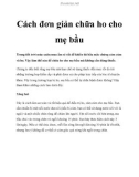 Cách đơn giản chữa ho cho mẹ bầu