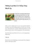 Những Loại Rau Củ Chống Tăng Huyết Áp