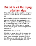 Sô cô la và tác dụng của làm đẹp