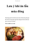 Lưu ý khi ăn lẩu mùa đông