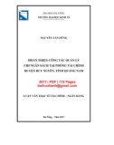 Luận văn Thạc sĩ Tài chính ngân hàng: Hoàn thiện công tác quản lý chi ngân sách tại Phòng tài chính huyện Duy Xuyên, tỉnh Quảng Nam