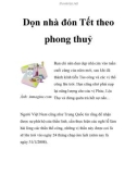 Dọn nhà đón Tết theo phong thuỷ