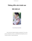 Những điều nên tránh sau khi sinh nở