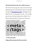 Tối ưu hóa bộ meta tags cho website trong seo