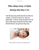 Mùa nắng nóng và bệnh đường tiêu hóa ở trẻ