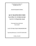 Luận văn Thạc sĩ Quản trị kinh doanh: Quản trị kênh phân phối tại công ty cổ phần dược vật tư y tế Quảng Nam