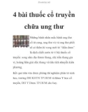 4 bài thuốc cổ truyền chữa ung thư