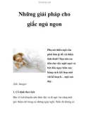 Những giải pháp cho giấc ngủ ngon