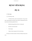 BỆNH VIÊM HỌNG (Kỳ 4)