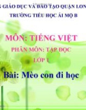 Bài giảng môn Tiếng Việt lớp 1 sách Cánh diều năm học 2019-2020 - Tuần 30: Tập đọc Mèo con đi học (Trường Tiểu học Ái Mộ B)