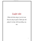 Luận văn: Phân tích làm sáng tỏ vai trò của Tòa án công lý quốc tế dưới góc độ pháp lý và thực tiễn hoạt động của tòa