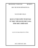 Luận văn Thạc sĩ Quản lý công: Quản lý nhà nước về đất đai – từ thực tiễn huyện Phú Vang, tỉnh Thừa Thiên Huế