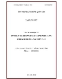 Tóm tắt Luận án tiến sĩ Quản lý hành chính công: Tổ chức hệ thống hành chính nhà nước ở thành phố Hà Nội hiện nay