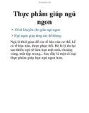 Thực phẩm giúp ngủ ngon