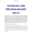 Trẻ sinh non – càng thiếu tháng càng nhiều nguy cơ