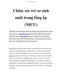 Chăm sóc trẻ sơ sinh nuôi trong lồng ấp (NICU)