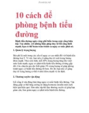 10 cách để phòng bệnh tiểu đường