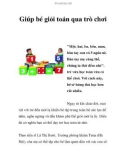 Giúp bé giỏi toán qua trò chơi