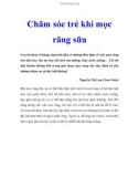 Chăm sóc trẻ khi mọc răng sữa