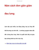 Năm cách đơn giản giảm đau lưng